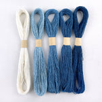 Indigo Dyed Silk Embroidery Floss - Ombre Set of Blue Thread