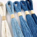 Indigo Dyed Silk Embroidery Floss - Ombre Set of Blue Thread