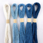 Indigo Dyed Silk Embroidery Floss - Ombre Set of Blue Thread