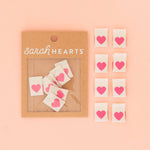 Pink Heart Woven Labels - Sewing Clothing Gift Tags