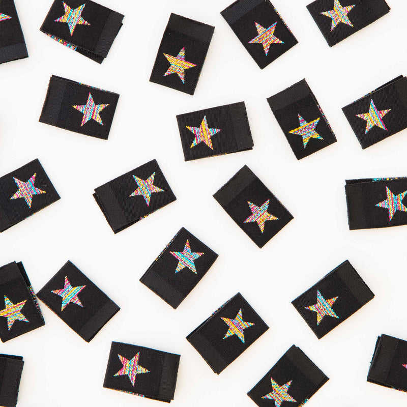 Metallic Rainbow Star Woven Sewing and Quilting Labels