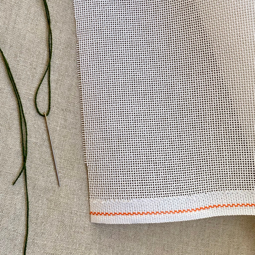 Needlepoint Canvas, Mono Deluxe, SANDSTONE, 18-mesh, Orange Line