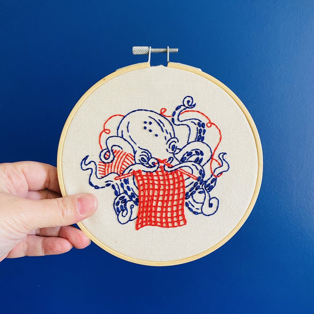 Industrious Octopus Complete Embroidery Kit - Tiny Tomatoes Supply Co.