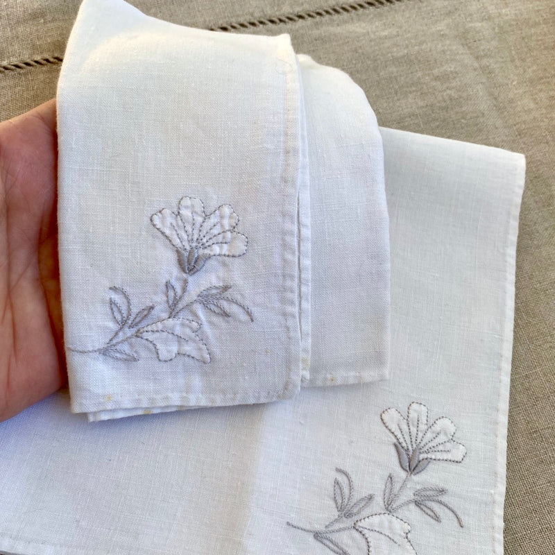 Vintage Napkin - Floral Embroidered Corner - Tiny Tomatoes Supply Co.