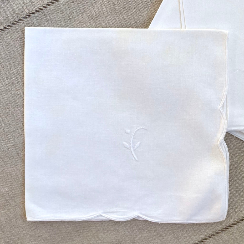 Vintage Napkin - White with single floral element - Tiny Tomatoes Supply Co.