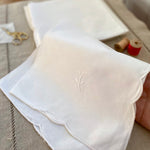 Vintage Napkin - White with single floral element - Tiny Tomatoes Supply Co.
