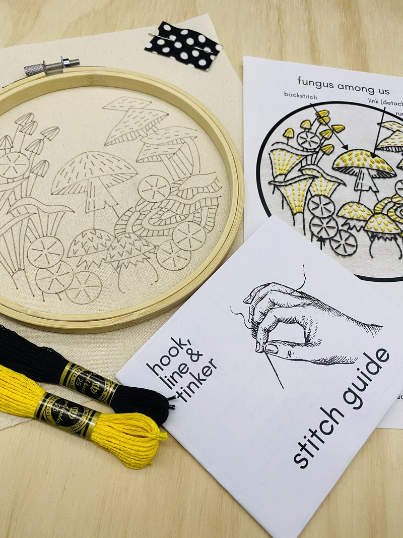 Fungus Among Us Complete Embroidery Kit - Tiny Tomatoes Supply Co.