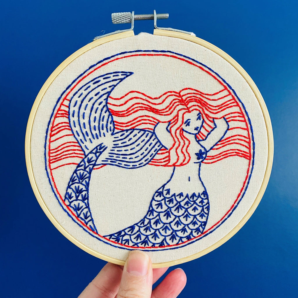 Mermaid Hair Don't Care Complete Embroidery Kit - Tiny Tomatoes Supply Co.
