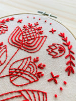 Tulips in Symmetry Complete Embroidery Kit - Tiny Tomatoes Supply Co.