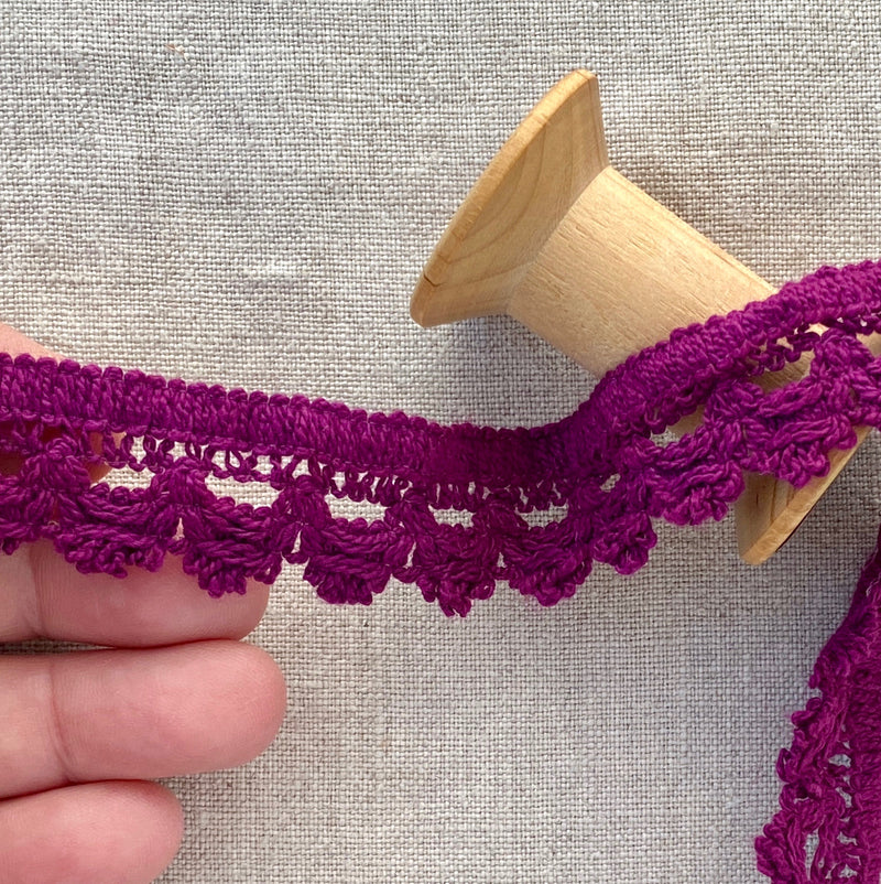 Violet Embroidered Scalloped Ribbon